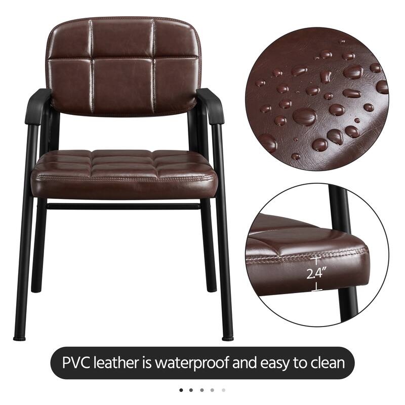 Yaheetech 2pcs Upholstered Leather Chairs with Armrest & Metal Frame