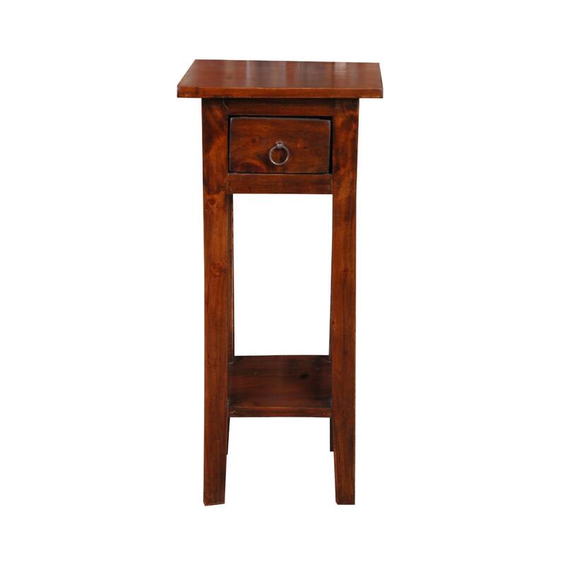 25.75" Brown Cottage Narrow Side Table with Drawer