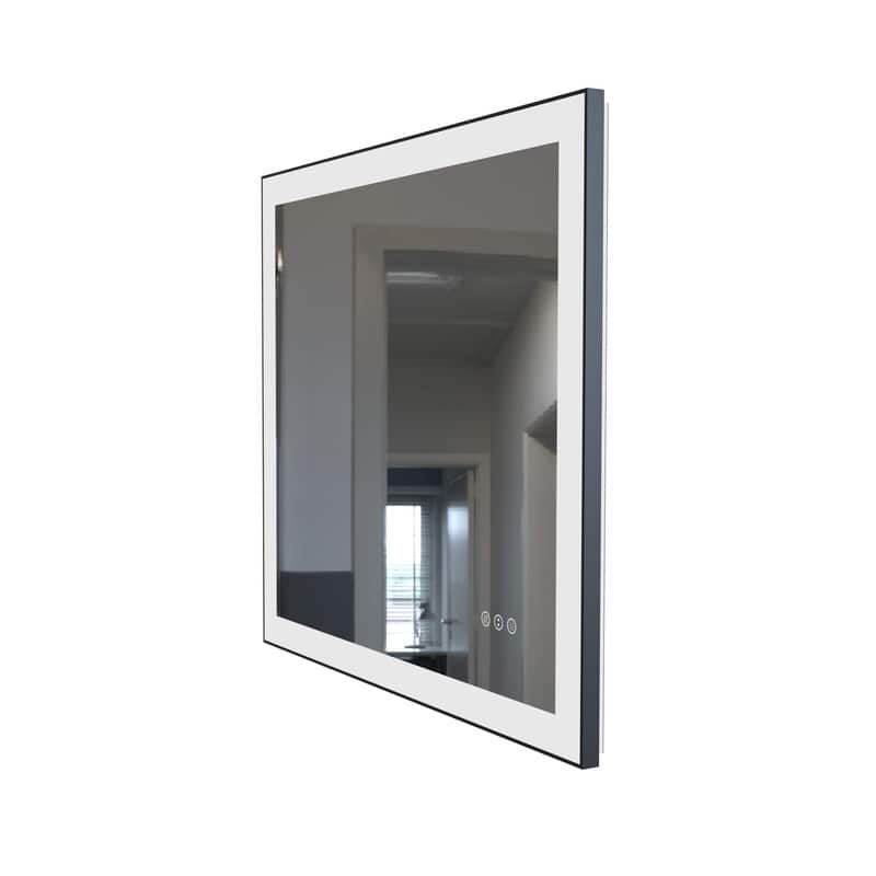 LED Black Aluminum Framed Bathroom Mirror Vanity Mirror for wall, dimmable - 20x28