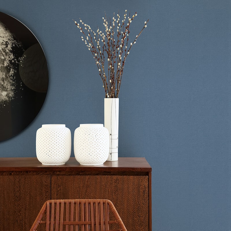 A-Street Prints Meade Denim Fine Weave Wallpaper