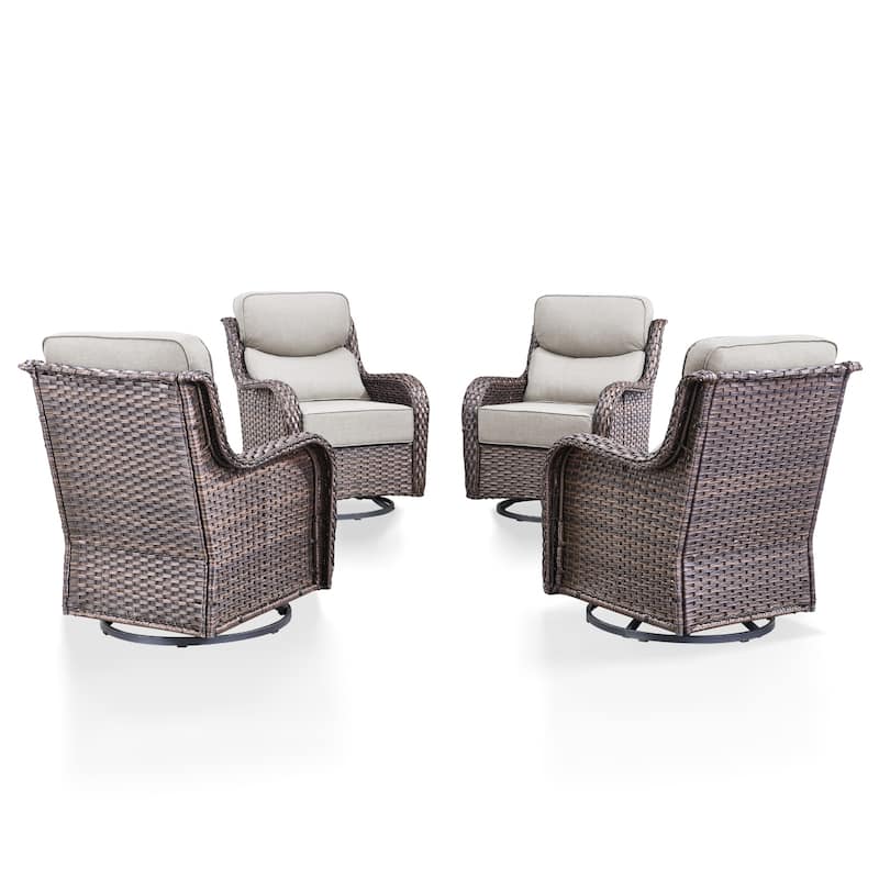 Arcadia Wicker Patio Swivel Glider Chairs with 6-Inch Cushions (4-Pack)
