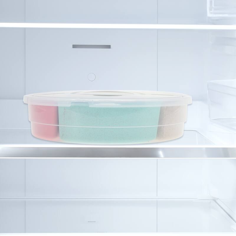 Round Fridge Food Storage Containers 5 Compartment White Transparent 1 Set - White Transparent - White Transparent