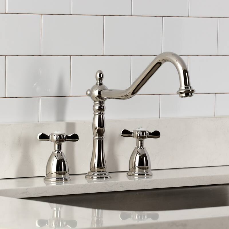 Kingston Brass Essex Double-Handle Wall-Mount Pre-Rinse Bridge Kitchen Faucet