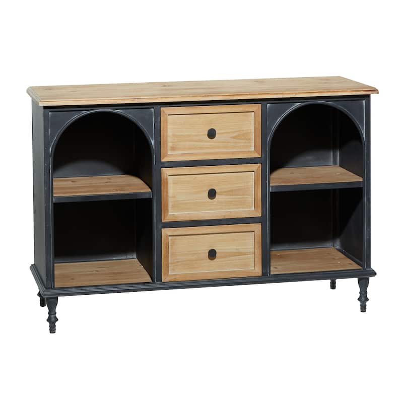 Wood 3 Drawer and 4 Shelf Cabinet - Brown - Roche River Decor - Brown