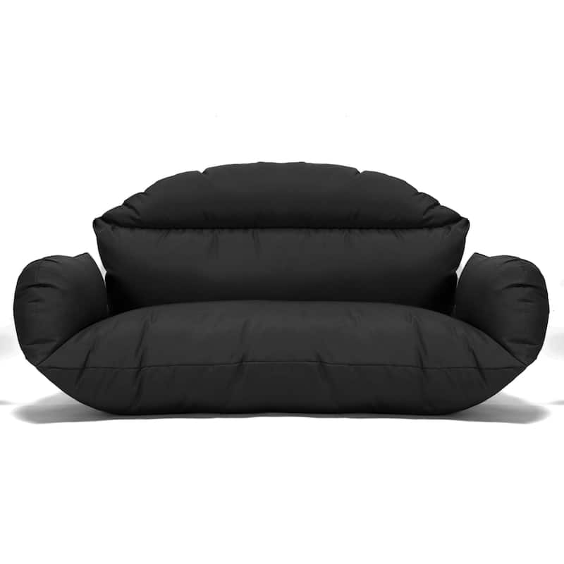 2-Person Hanging Egg Chair Cushion - Durable, Soft Outdoor Swing Seat Replacement - All Colors - Black