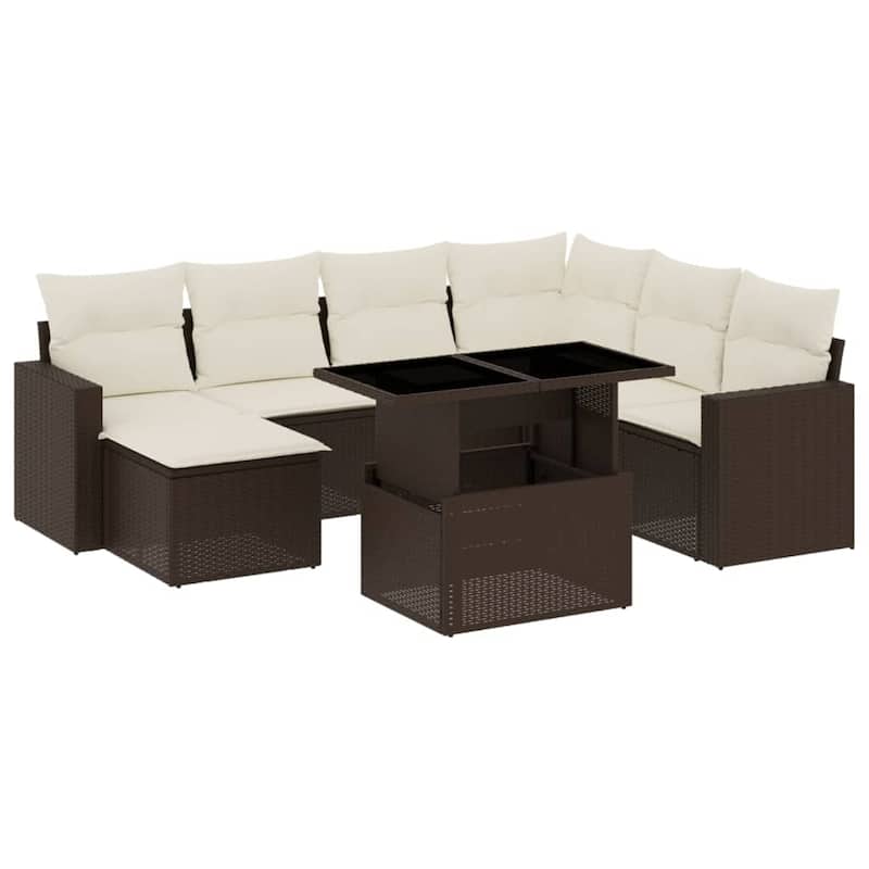 vidaXL Patio Sofa Set with Cushions Outdoor Furniture 8 Piece Poly Rattan