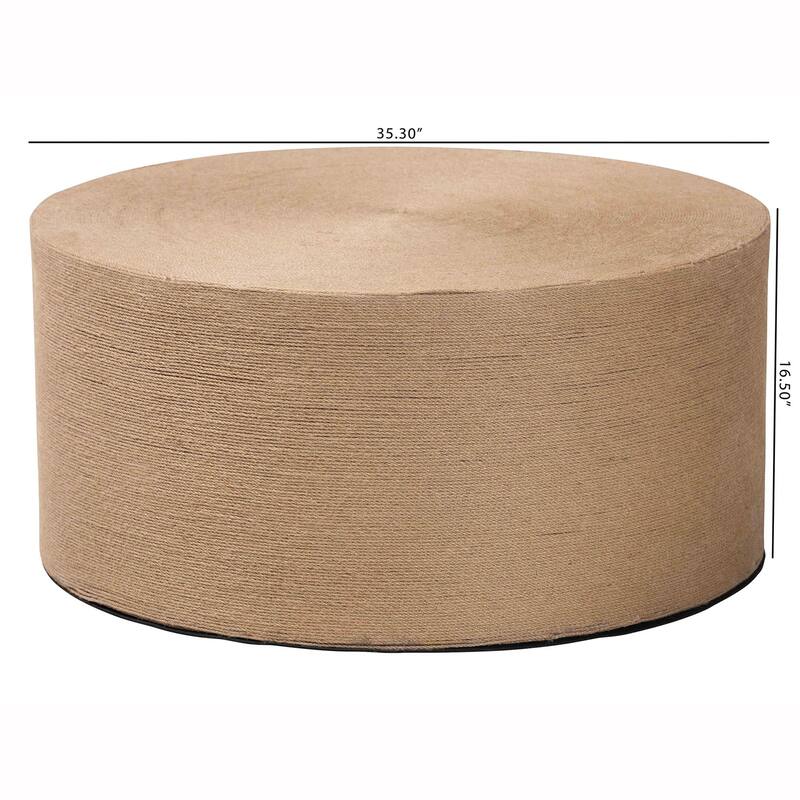 Lapis Handwoven Jute Coffee Table - Boho Round Centerpiece with Natural Fiber, Coastal Design for Living Room or Lounge