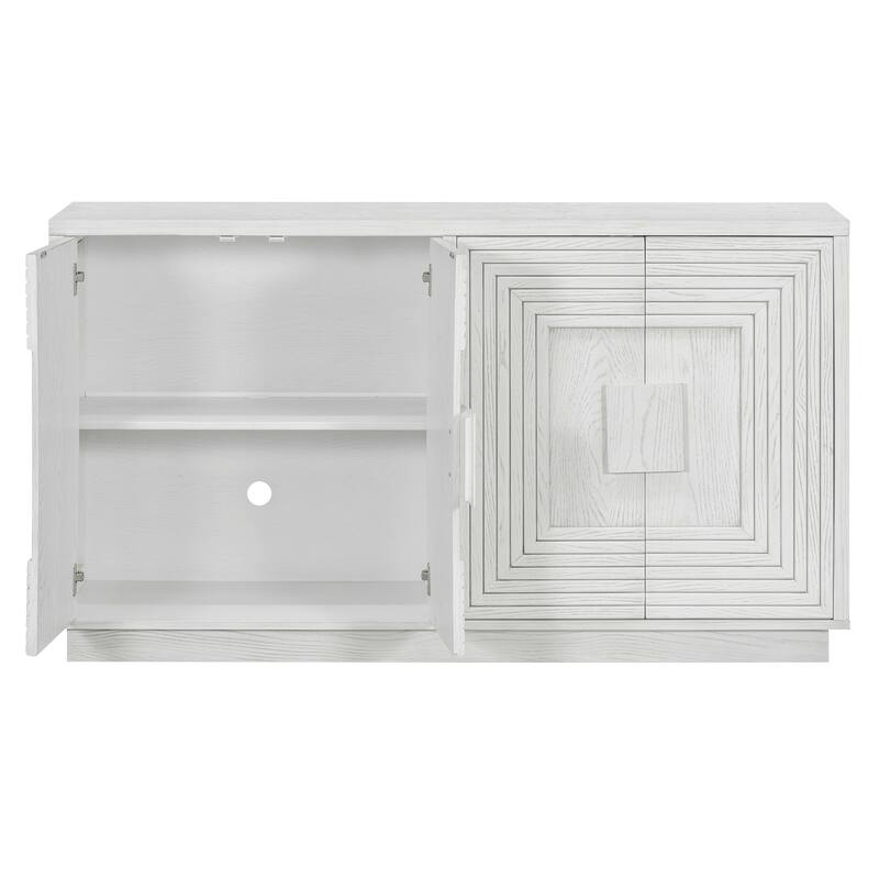 Classic Distressed Sideboard with Adjustable Shelves and Cable Management for Modern Living Rooms