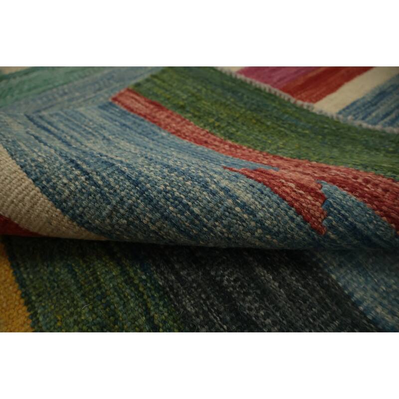 Hand Woven Oriental 100% Wool Carpet Southwestern Geometric Multi-Colored Kilim Area Rug - 9' 10'' X 9' 10''