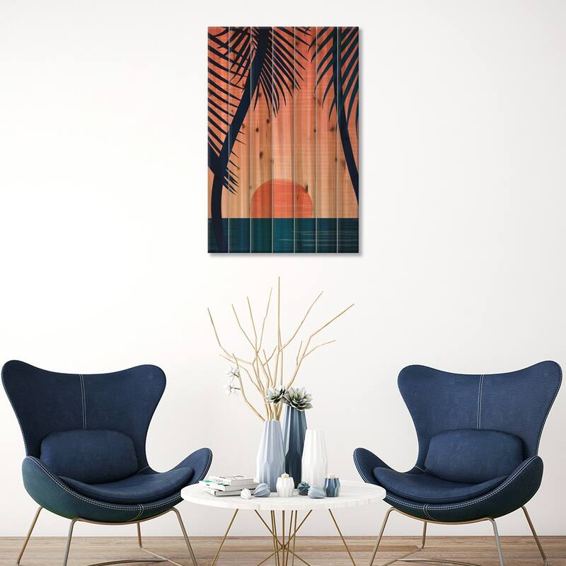Tropical Beach Sunset Print On Wood by Modern Tropical - Multi-Color