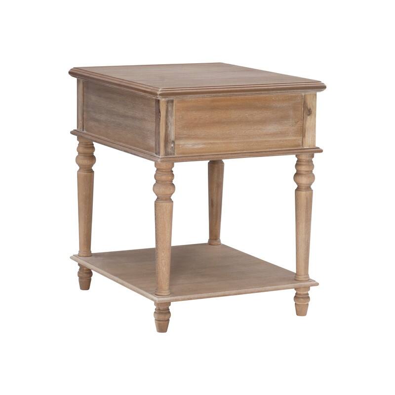Linon Jowin Classic Wood Side Table with Storage