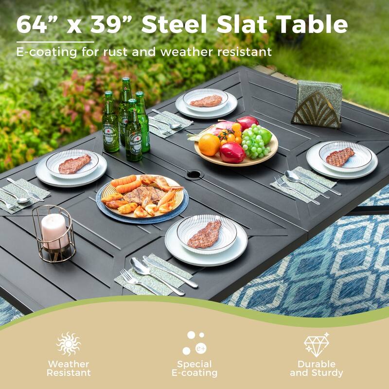 MAISON ARTS 7 / 9- Piece Outdoor Patio Dining Set, 1 Expandable Metal Table & 6 / 8 Textilene Chairs