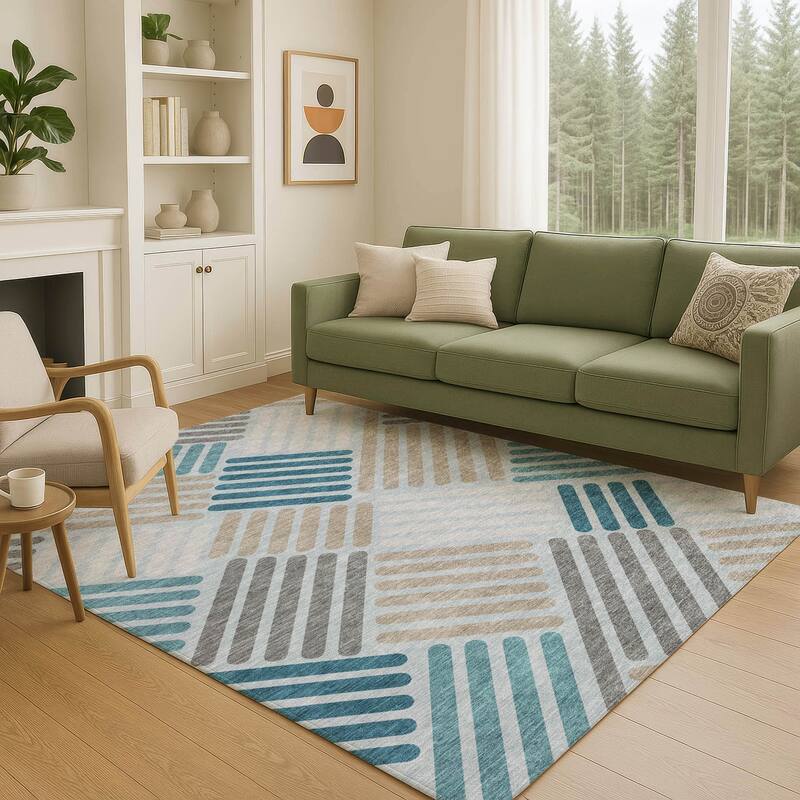Machine Washable Indoor/ Outdoor Modern Weave Chantille Rug