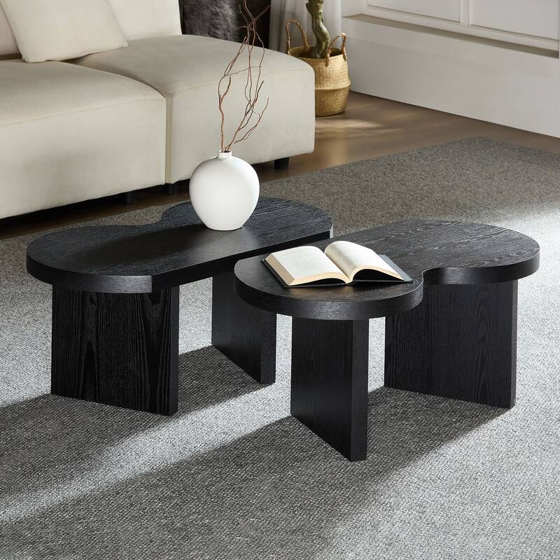 Living Room Coffee Table Centre Table with A Butterfly Shaped, Split Accent Table Console Table