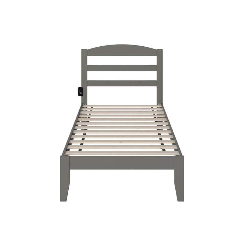 Twin Bed Frame Grey Wood Slat Platform Bed No Box Spring Needed