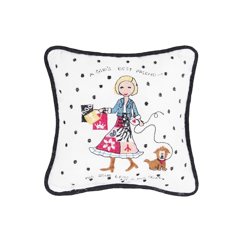 8" x 8" Peace, Love & Puppies Petite Embroidered Throw Pillow