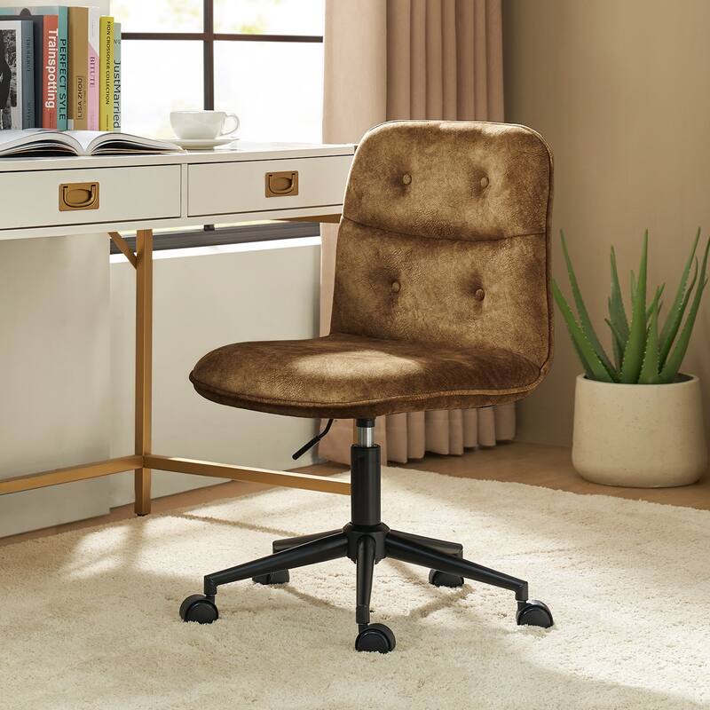 Klaus Upholstered Armless Swivel Task Chair with Tufted Back by HULALA HOME