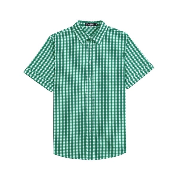 Green checkered button up clearance