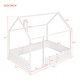 preview thumbnail 6 of 8, Full Size Wooden House Bed Frame with Roof and Fence-Shaped Guardrail for Girls, Boys, Slats are not Included, White