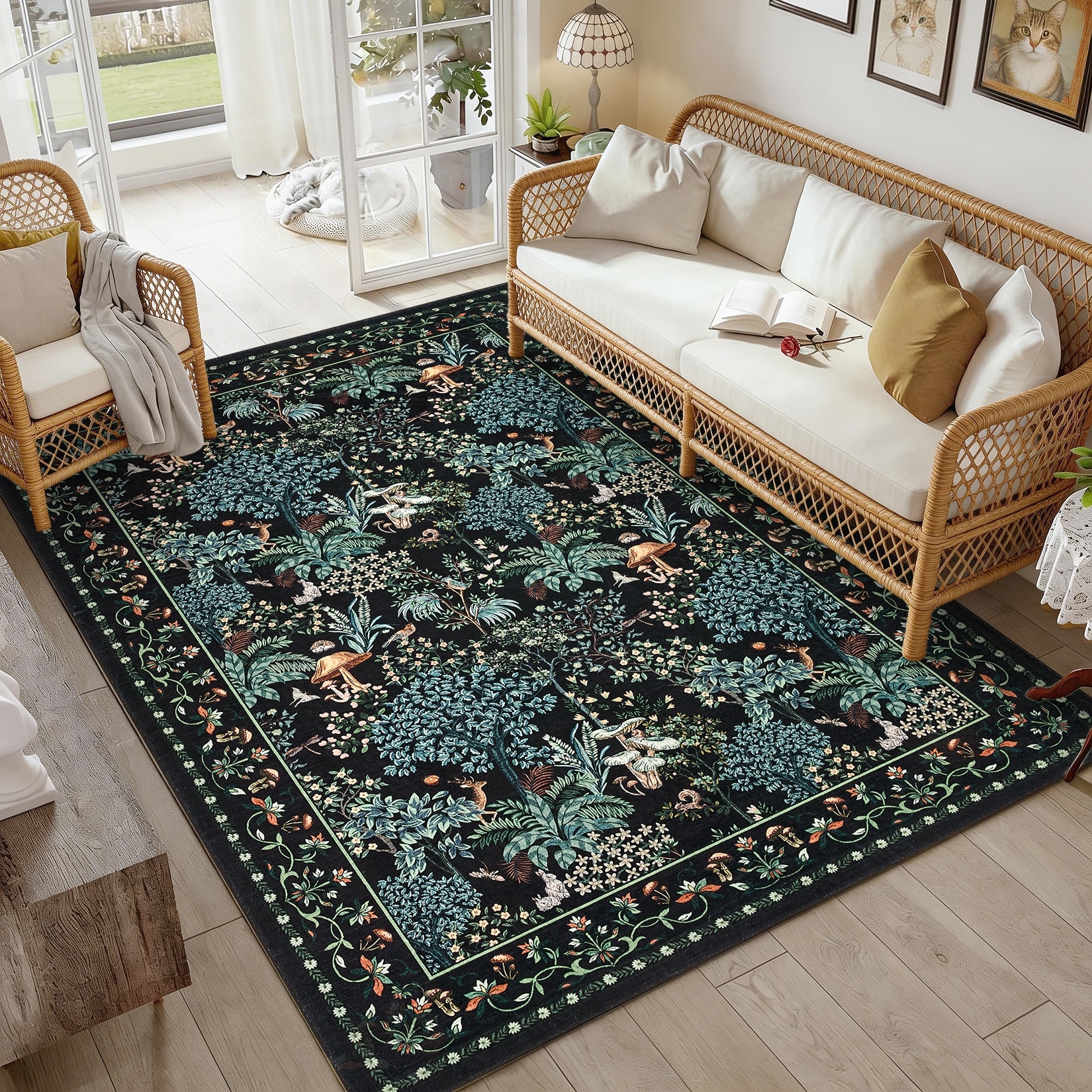 Garvee Vintage Botanical Mushroom Pattern Washable Area Rug