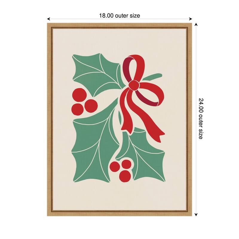 Kate and Laurel Sylvie Framed Canvas Christmas Icons Prima Set Nouveau Holly by Dominique Vari
