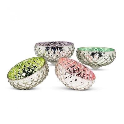 Set Of 4 Assorted Colors Dimple Floating Light Cup Candle Holder