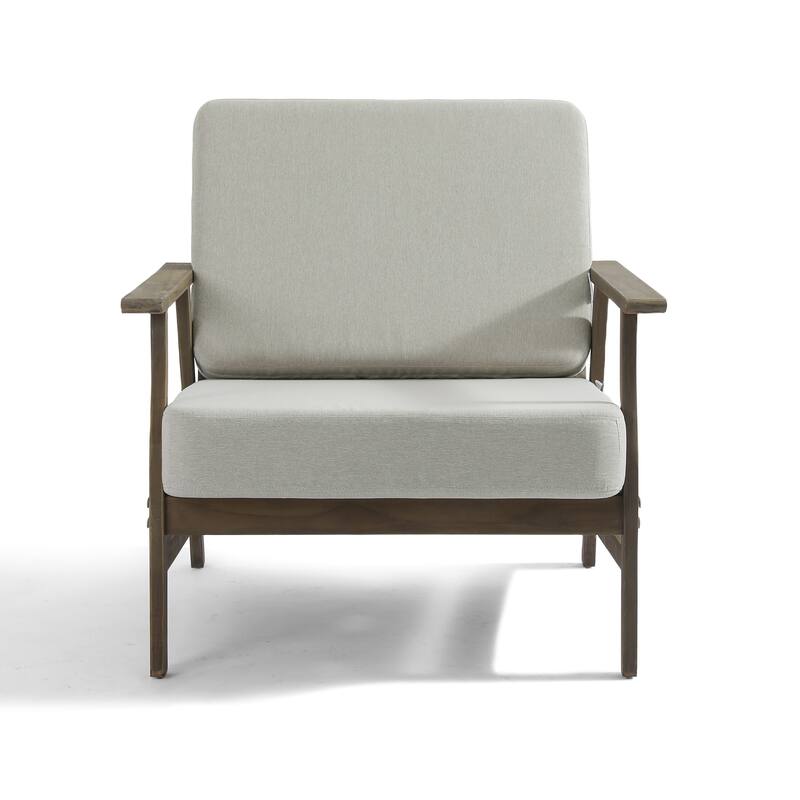 Modern Wood Cushioned Outdoor Patio Sofa Loveseat with Coffee Table