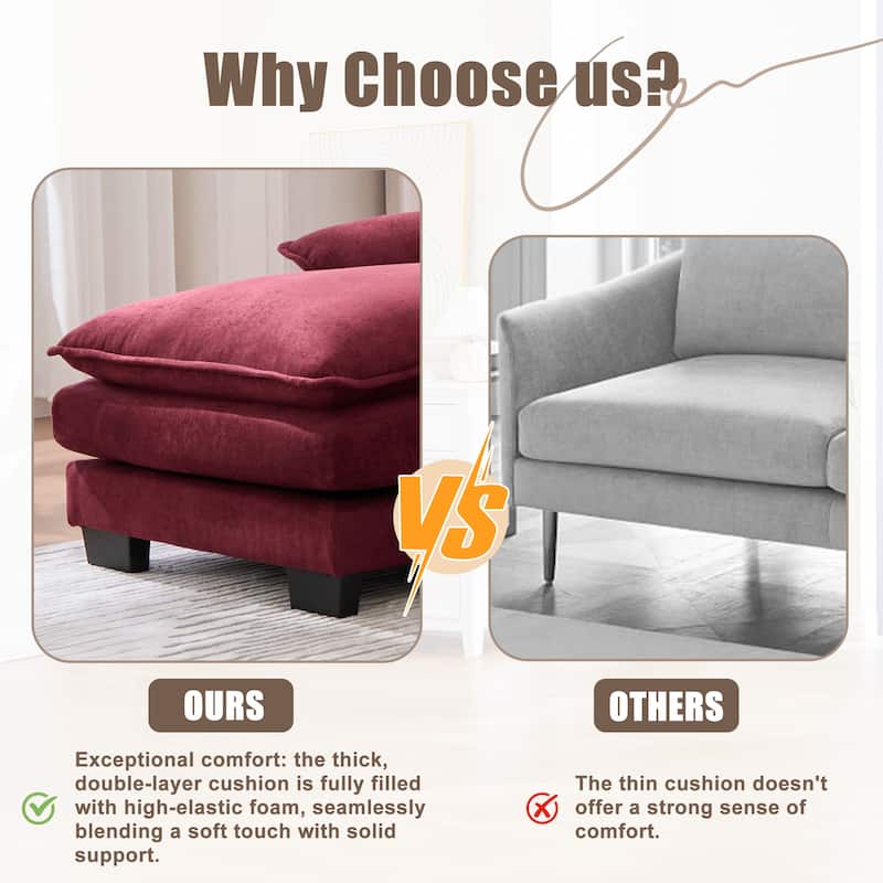 HOMEFUN Chenille Upholstered U-Shaped Modular Wood Frame Sleeper Sectional Sofa with Double Chaise