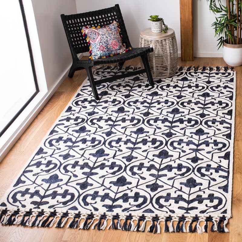 SAFAVIEH Handmade Sahara Annika Moroccan Jute Rug - 3' x 5' - Navy/Ivory