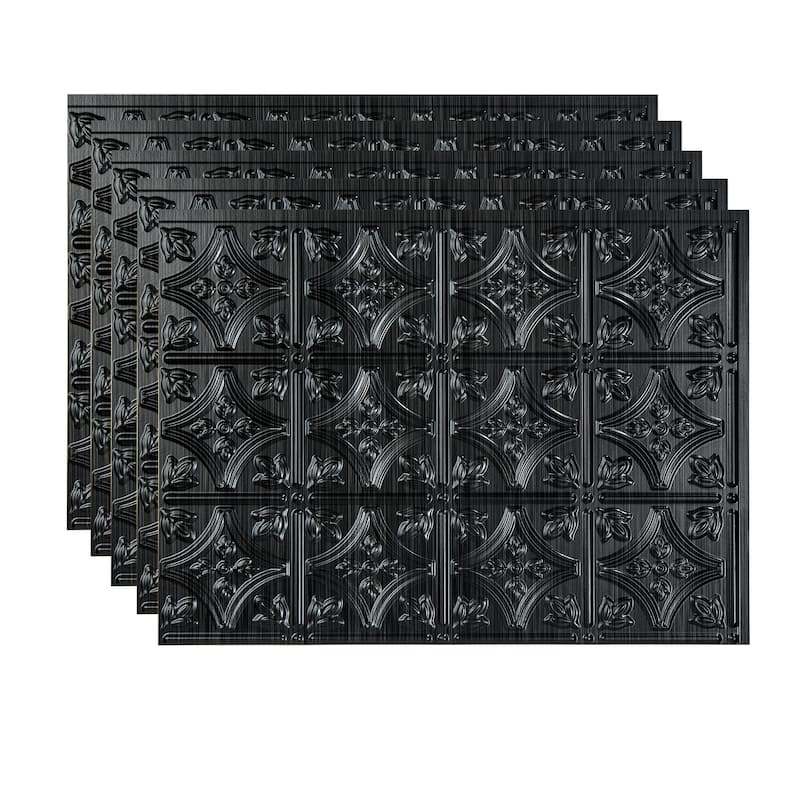 FASÄDE Traditional Style 1 Decorative Vinyl Backsplash Panel - 5 Pack - Brushed Onyx