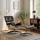 preview thumbnail 24 of 26, Genuine Leather Accent Lounge Chair and Ottoman Walnut Wood