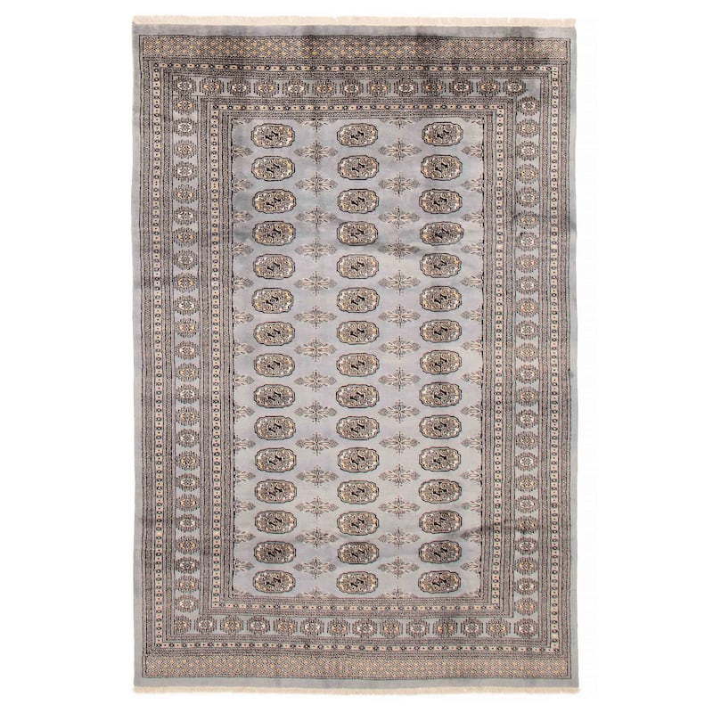 Finest Peshawar Bokhara Denim Blue Rug 6'0" x 9'4" - 6'0 x 9'4 - Light Denim Blue - 6'0 x 9'4