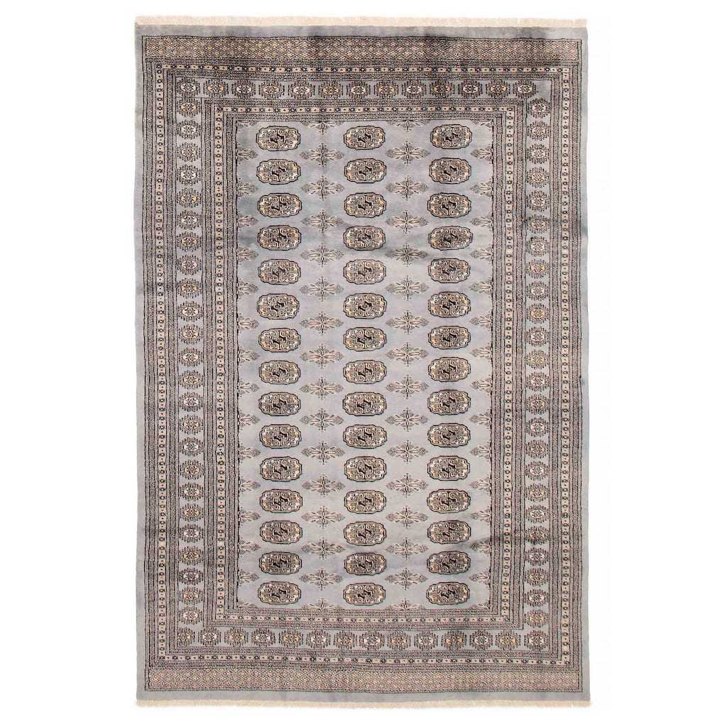 Finest Peshawar Bokhara Denim Blue Rug 6'0" x 9'4" - 6'0 x 9'4