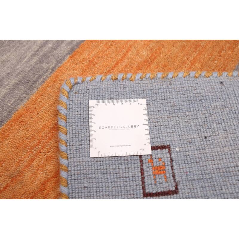 ECARPETGALLERY Hand Loomed Kashkuli Gabbeh Grey, Orange Wool Rug - 6'9 x 9'10