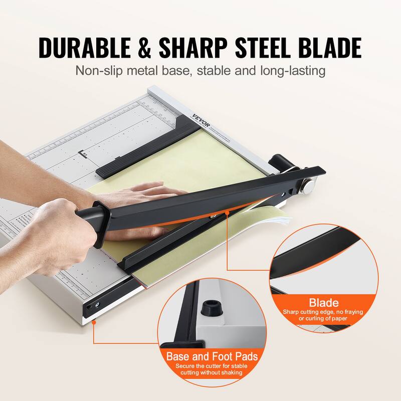 VEVOR Paper Cutter Guillotine Trimmer 15"/18" Cut Length 16/20 Sheets Capacity, Heavy Duty Guillotine Paper Cutter