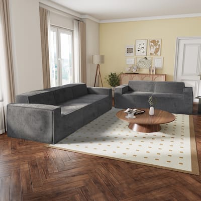 Furniture of America Navir Modern 5-Piece Chenille Foam Modular Sofa and Loveseat Set