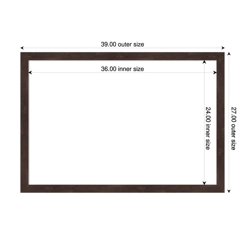 Amanti Art Fresco Dark Walnut Framed Dry Erase Magnetic Board - 39 x 27 in - Fresco Dark Walnut