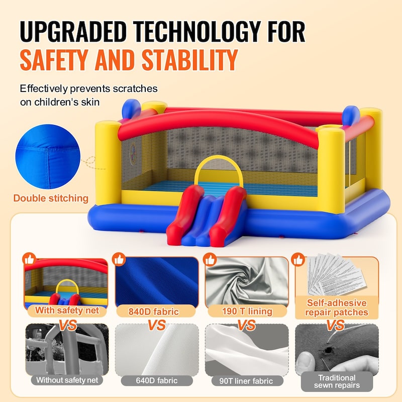 Large Inflatable Bounce House with Slide, Hoop & Games – 400 lbs - Multi - 177.2x173.2x79.9 inches