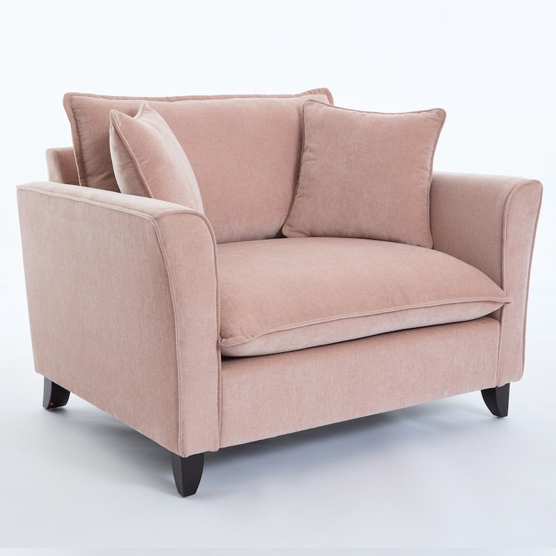 Chenille Upholstered Fabric Accent Chairs Flared Armchairs Livingroom Single Sofa Chairs with Pillows, Removable Washable Covers