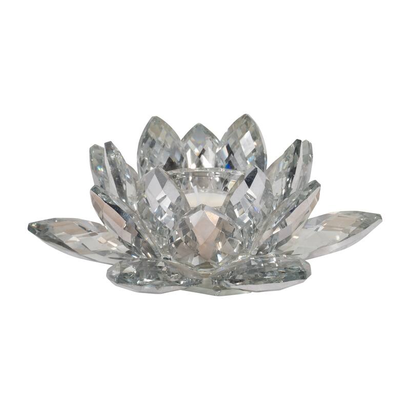 Iridescent Glass Crystal Lotus Votive Candle Holder