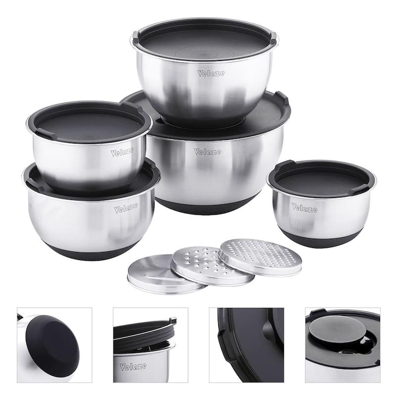 Velaze 5-Piece Prep & Mixing Bowl(1/1.6/2/3.2/5.4 Qt.)
