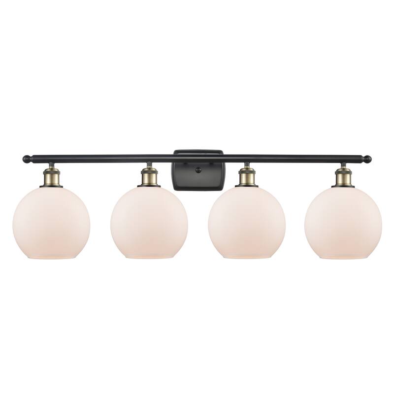 Innovations Lighting Ballston Athens - 4 Light 36" Bath Vanity Light - 8" Shade - Matte White/Black Antique Brass Finish