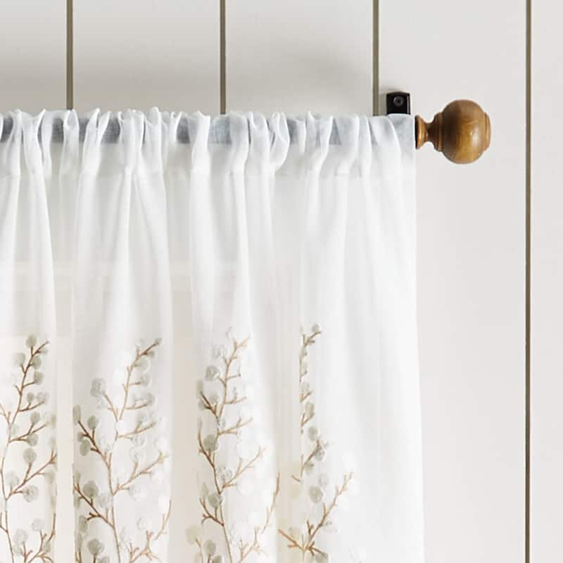 Martha Stewart Georgia Embroidery Poletop Curtain Panel Pair