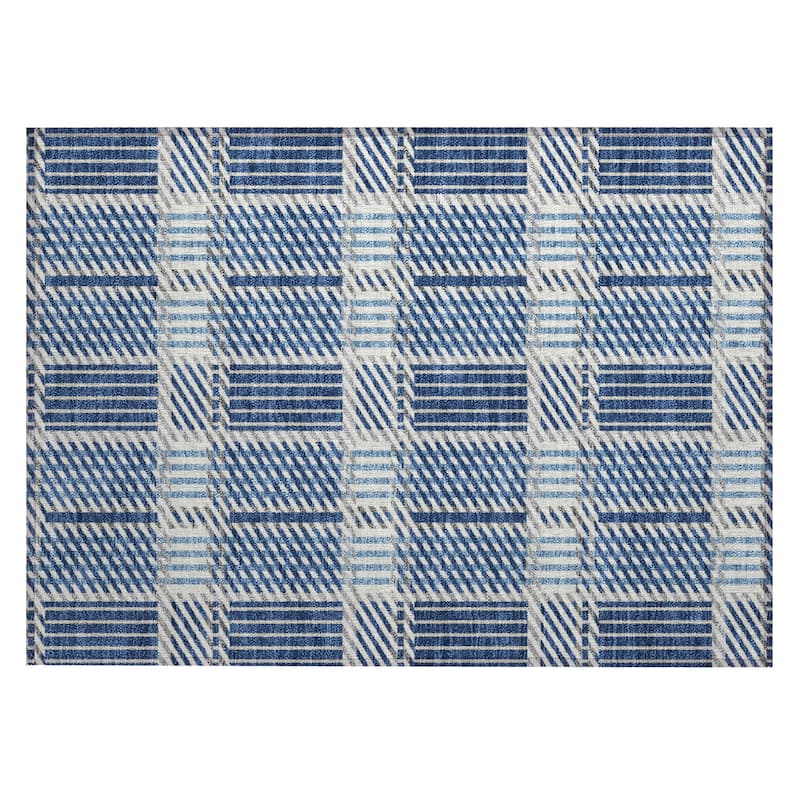 Machine Washable Indoor/ Outdoor Geometric Stripe Chantille Rug