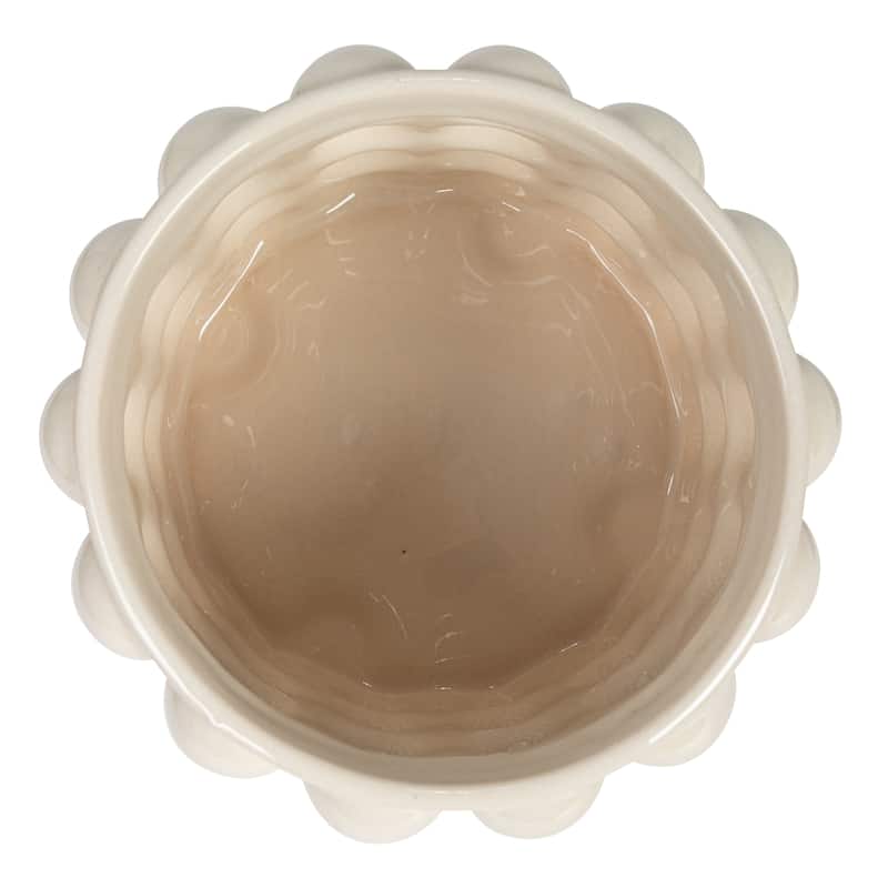 Stoneware Canister with Raised Dots and Lid