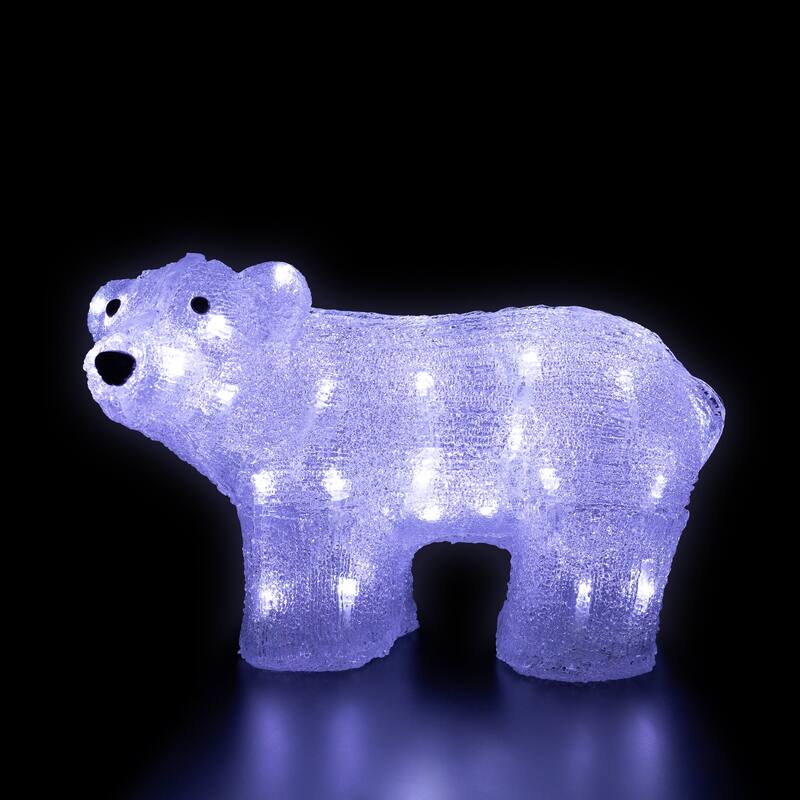 13.5" White Lighted Acrylic Baby Polar Bear Christmas Decoration