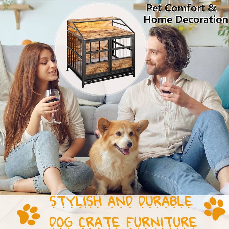 Multi-function Furniture Style Dog Crates with Storage