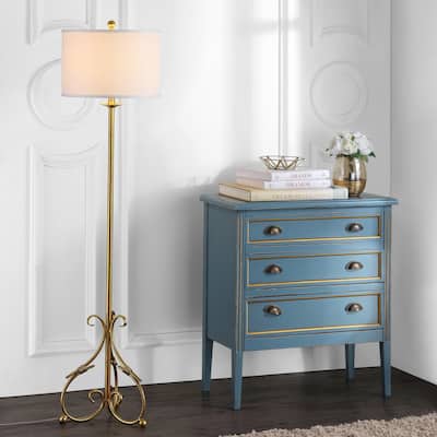 SAFAVIEH Lighting 60-inch Elisa Baroque Antiqued Gold Floor Lamp - 15"x15"x60"