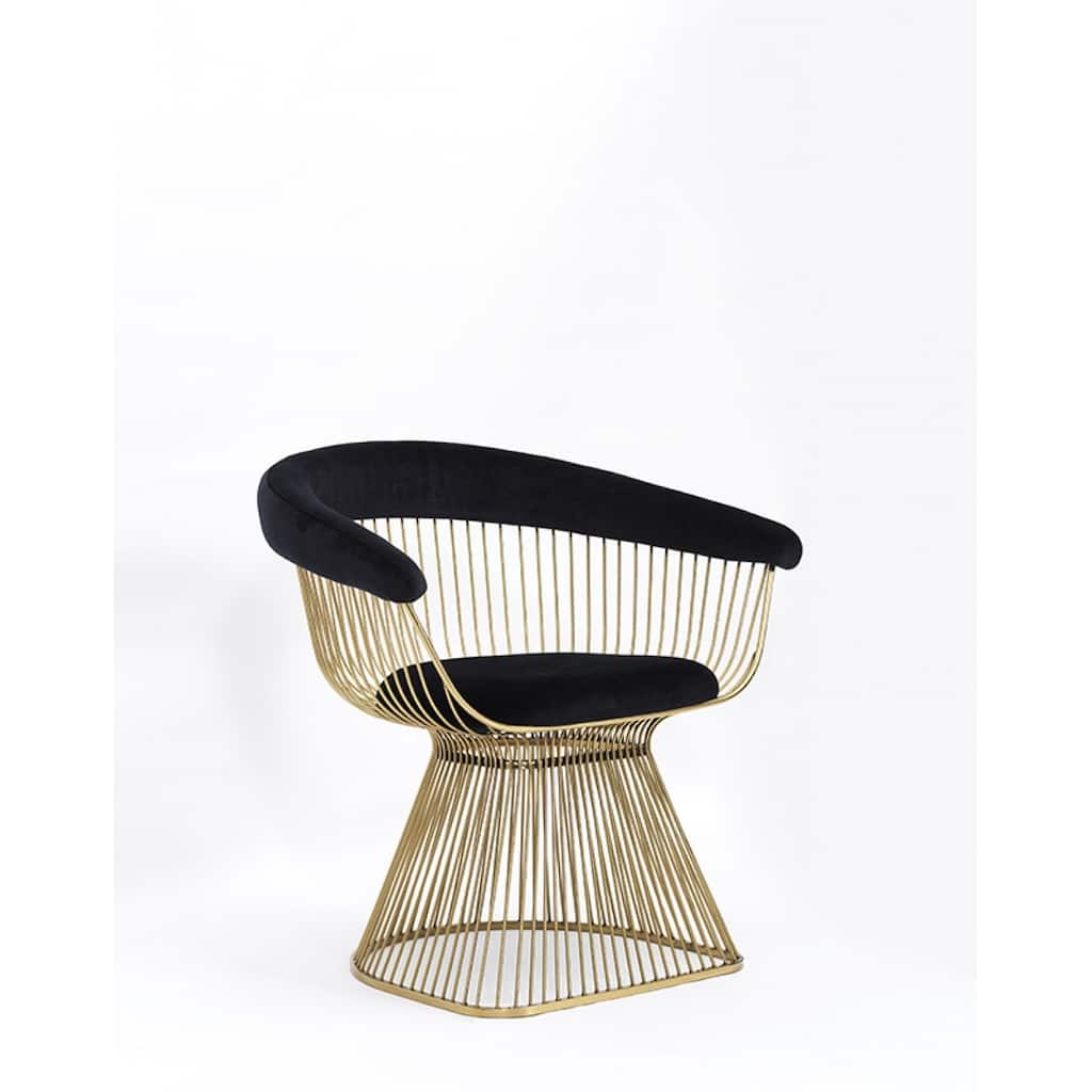 Modrest Chandler Black Velvet & Gold Dining Chair