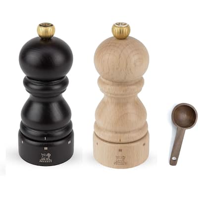 Peugeot Paris u'Select Salt & Pepper Mill, Inch, Chocolate/Natural - With Wooden Spice Scoop (5 Inch)
